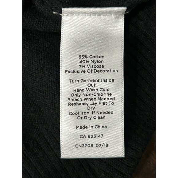 Talbots Petite Black Sweater Star Design Sequin Accents Size SP Bling Celestial - Picture 6 of 9